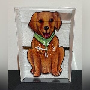 Pink Cloud Golden Retriever Dog Clock